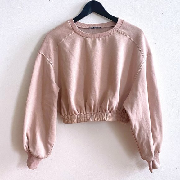 ZARA - Pale pink cropped sweatshirt - Picture 2 of 10